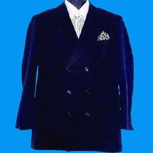 ADOLFO Black, Double-Breasted, Peak Lapel Blazer, 46L